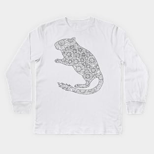 Cute sunflower filled gerbil (black outline) Kids Long Sleeve T-Shirt